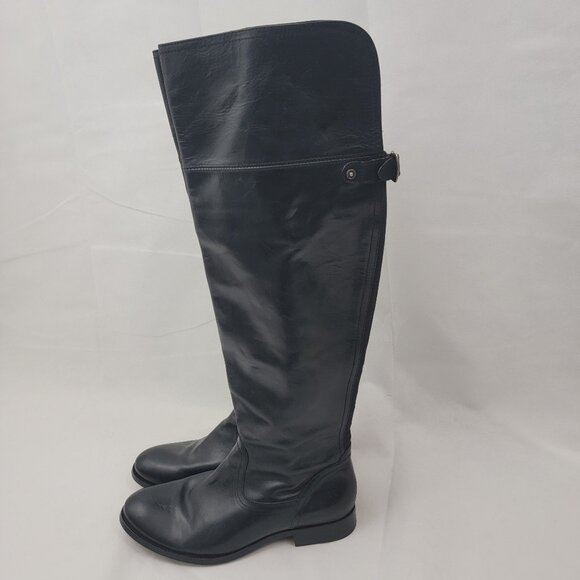 FRYE Womens 11 Boots Melissa Over The Knee OTK Equestrian BLACK Side Zip Flat - Picture 5 of 16